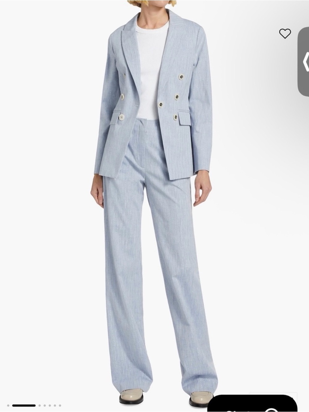 Veronica Beard Light Blue Pinstripe Wide-Leg Trousers, pre-owned, gently used
